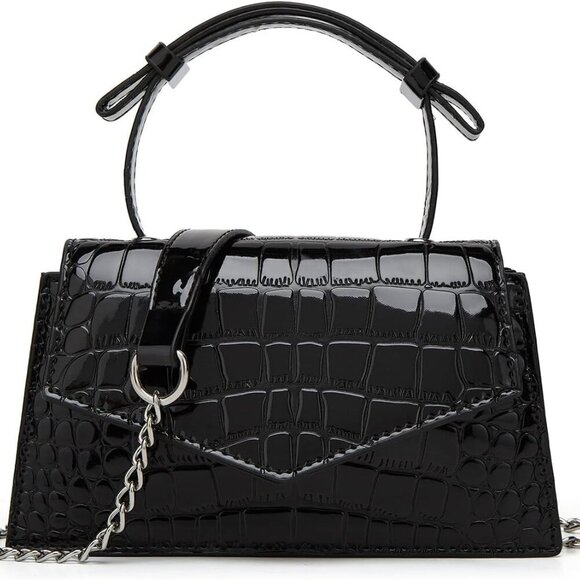 Women’s Black Crossbody Satchel Y2K Shoulder Tote Handbag Small Evening Bag - Picture 2 of 4